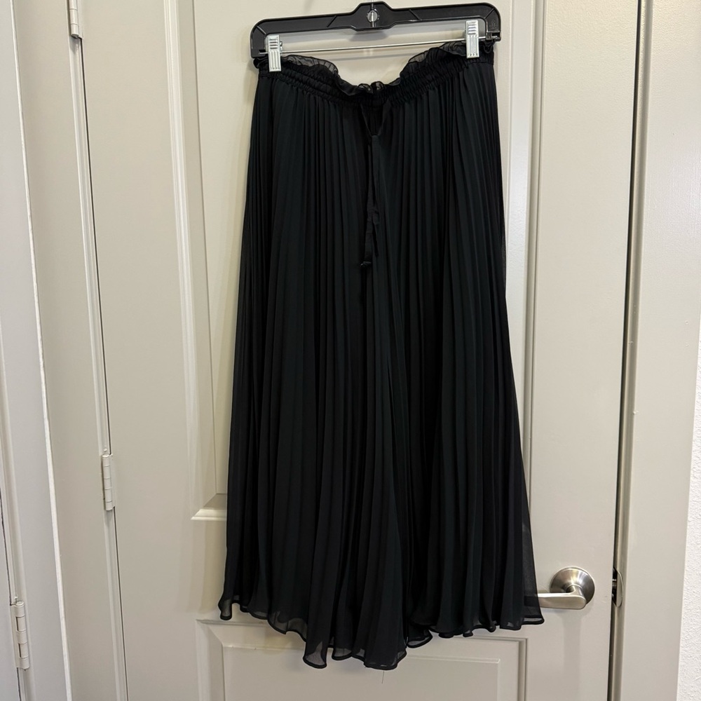 ZARA Women's Black Sheer Chiffon Flowy Wide Leg Pants Midi Like Size S